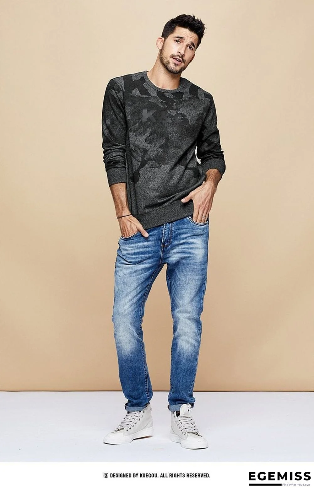 Men Autumn Cotton Black Print Letter Sweatshirts Fashion Japanese Streetwear Hip Hop Male Clothes Plus Size Top | EGEMISS