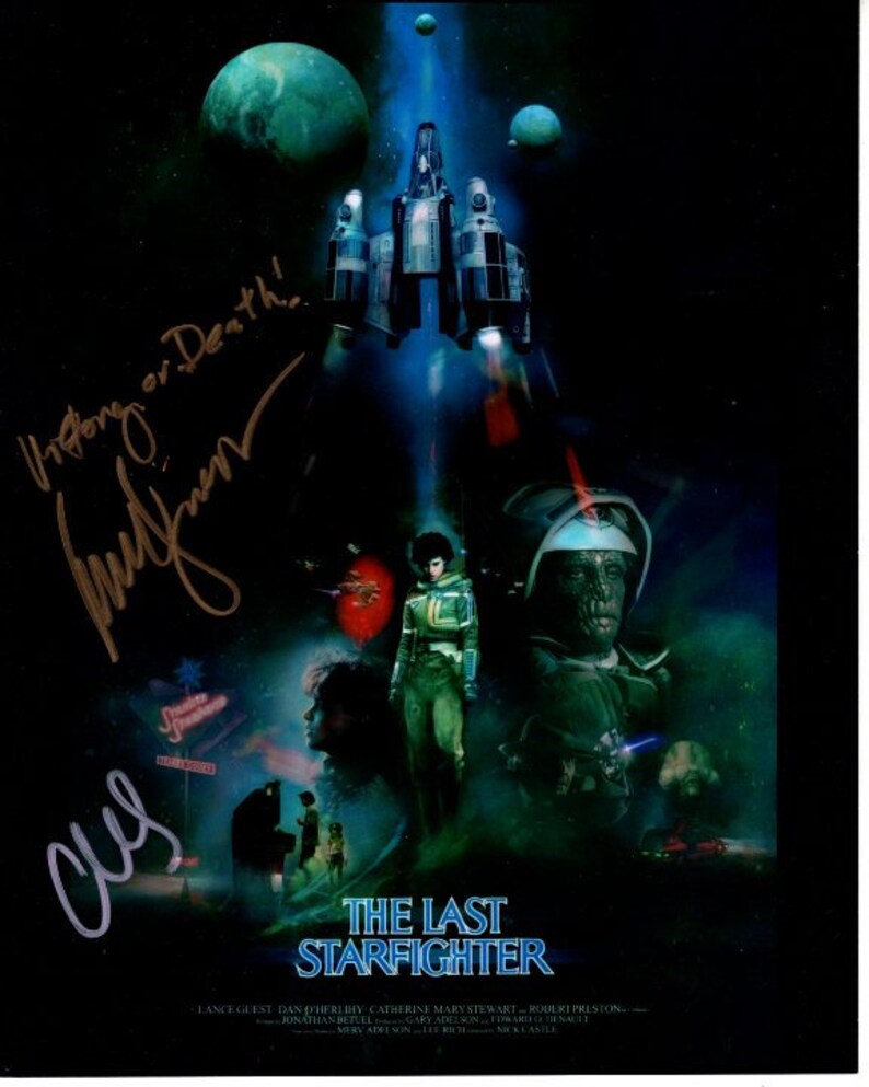 Lance Guest and Mary Catherine Stewart signed autographed 8x10 The Last Starfighter Photo Poster painting