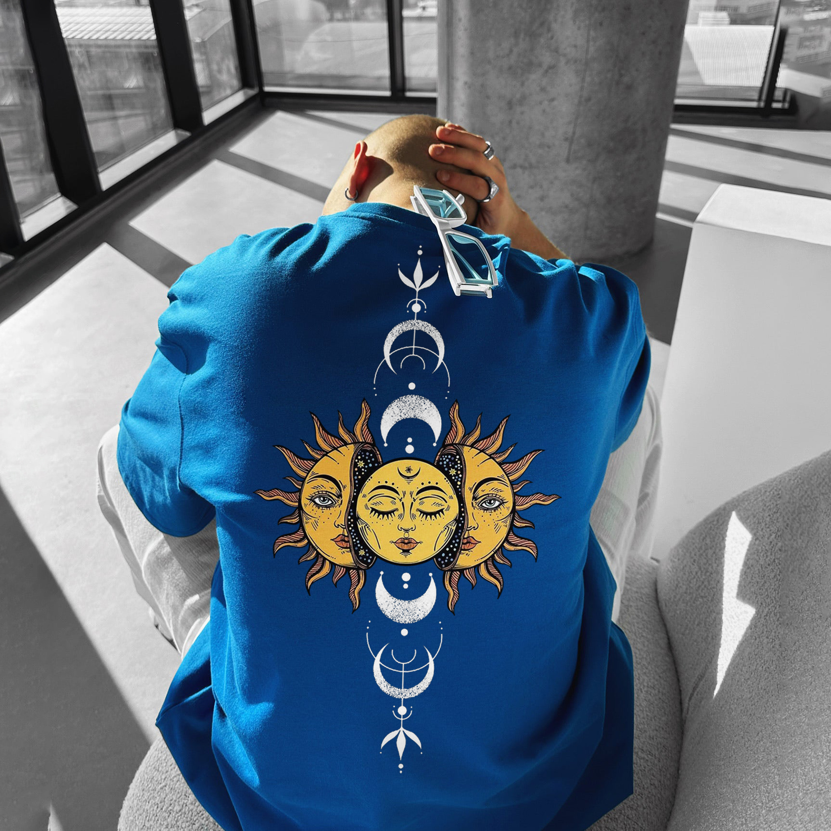 Oversize Sun Moon Stars Tee / [blueesa] /