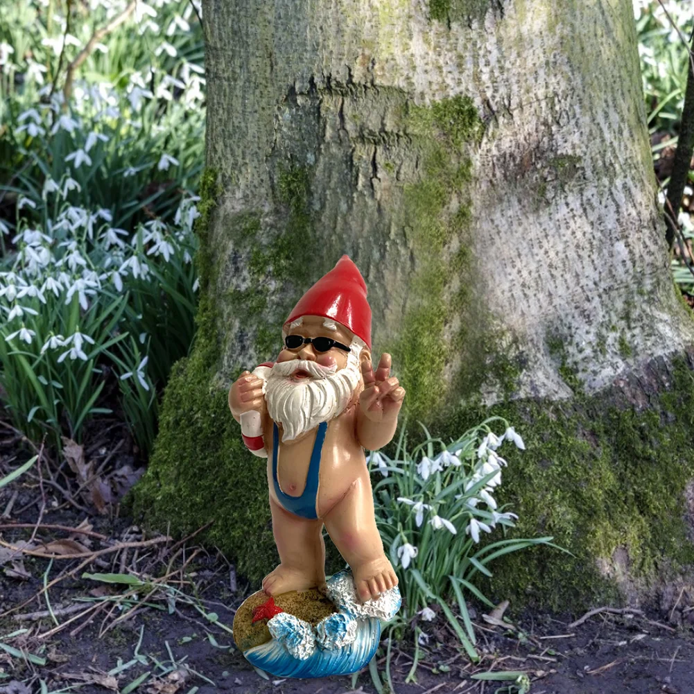 3D Swimming Dwarf Sculpture Garden Gnome Resin Doll Figurines Decoration