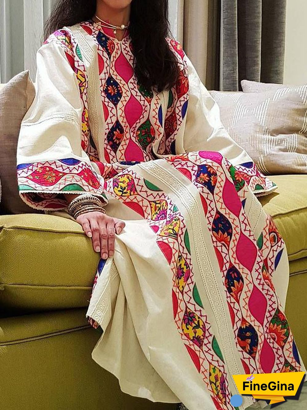 Colorful Geometric Printed Maxi Dress