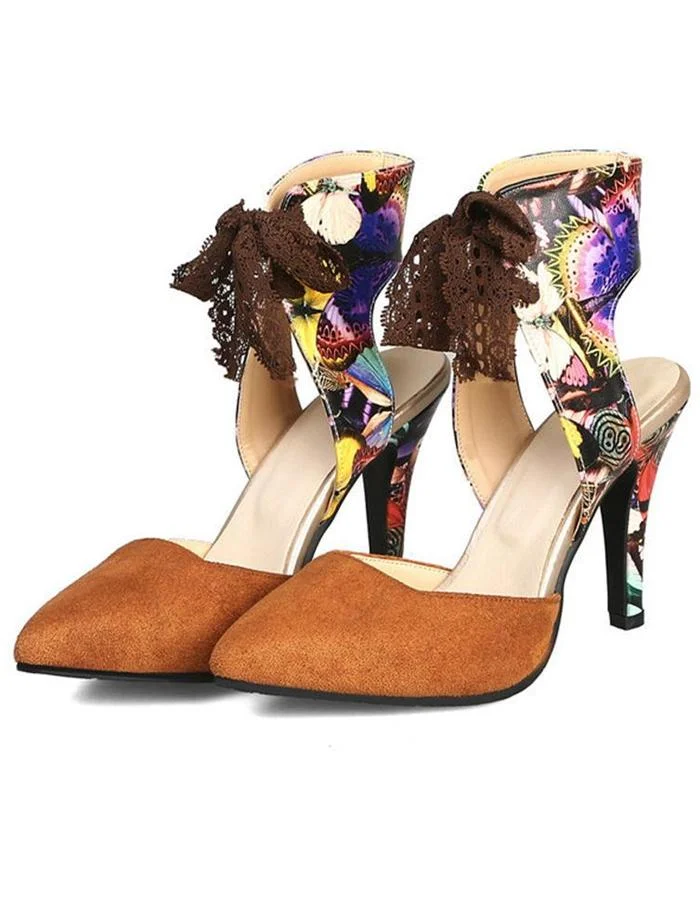 Suede Date Printed Holiday Pointed Toe Sandals