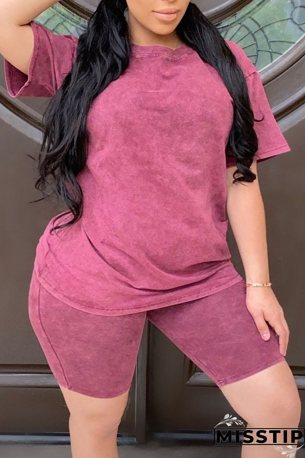 Grey Europe and America O Neck Patchwork Stitching Plus Size