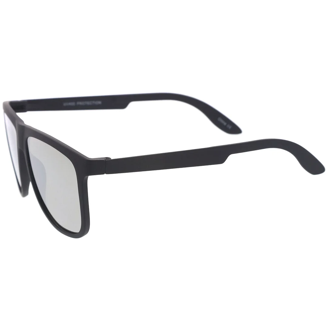 Lifestyle Rubberized Matte Flat Top Colored Mirror Square glasses 55mm