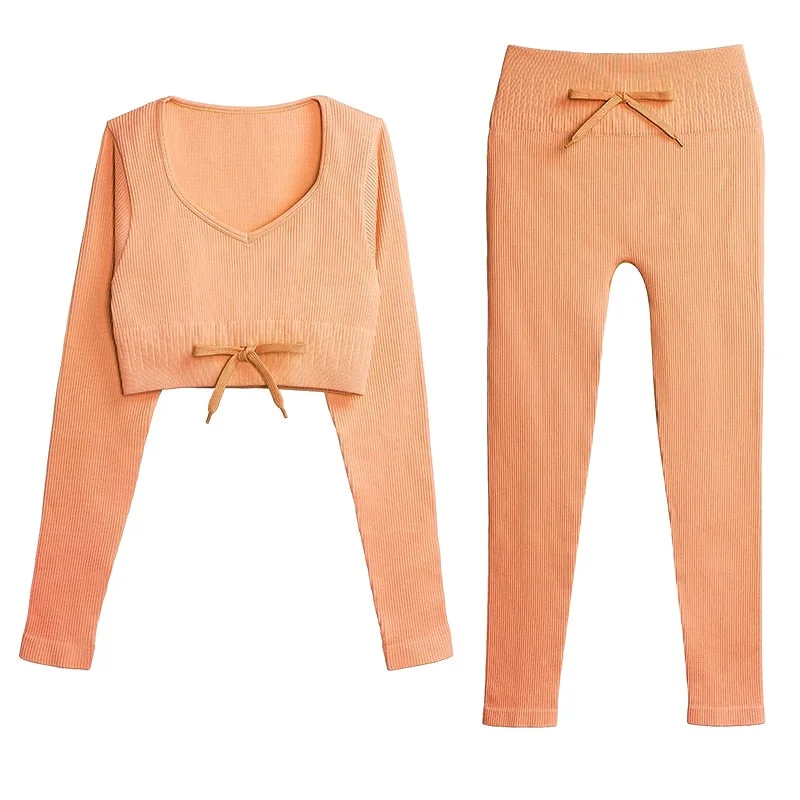 SVOKOR Sport Two Piece Sets Women Gym Tracksuits Workout 2Pcs Sexy Running Leggings Cycling Shorts Fitness Vest Short Crop Tops