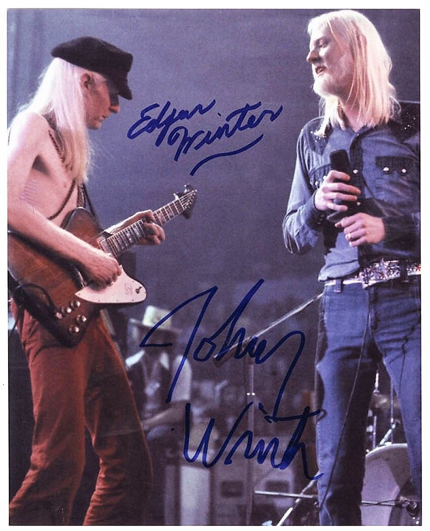 JOHNNY & EDGAR WINTER Signed Photo Poster paintinggraph Rock Singer / Guitarist - preprint