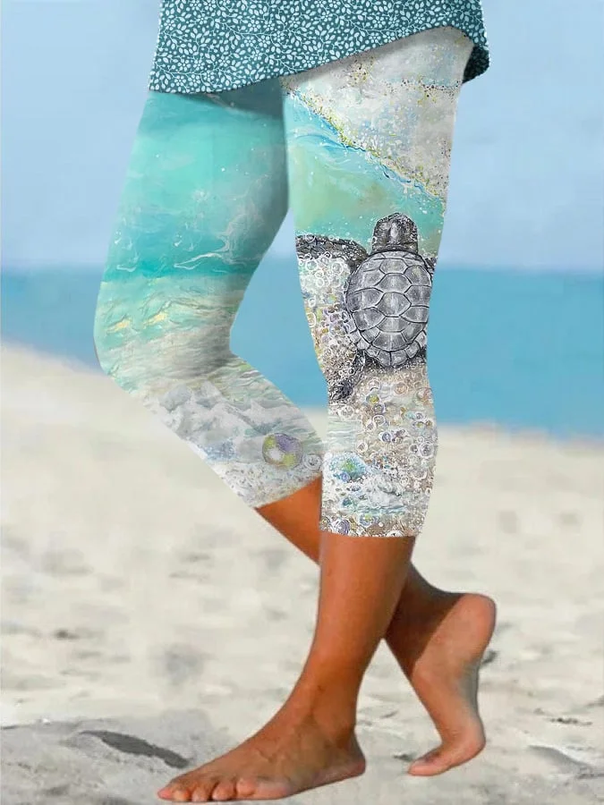 🔥Buy 3 Get 10% Off🔥Women's Hawaiian Sea Turtles Print Casual Leggings