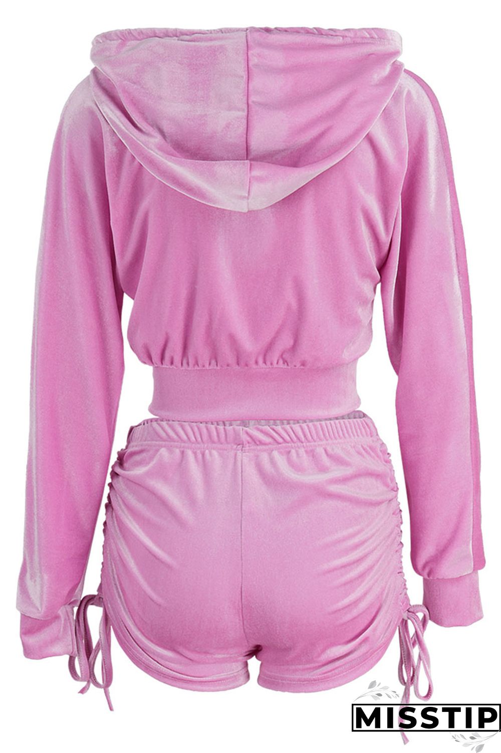 Blue Street Patchwork Solid Draped asymmetrical crop top Straight Long Sleeve Two Pieces