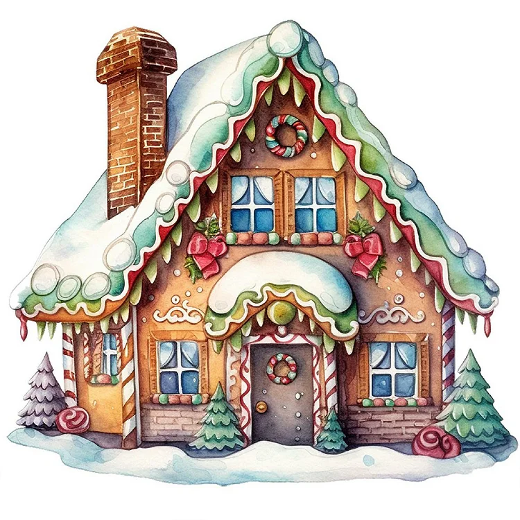 Christmas Cabin 40*40CM(Canvas) Full Round Drill Diamond Painting gbfke