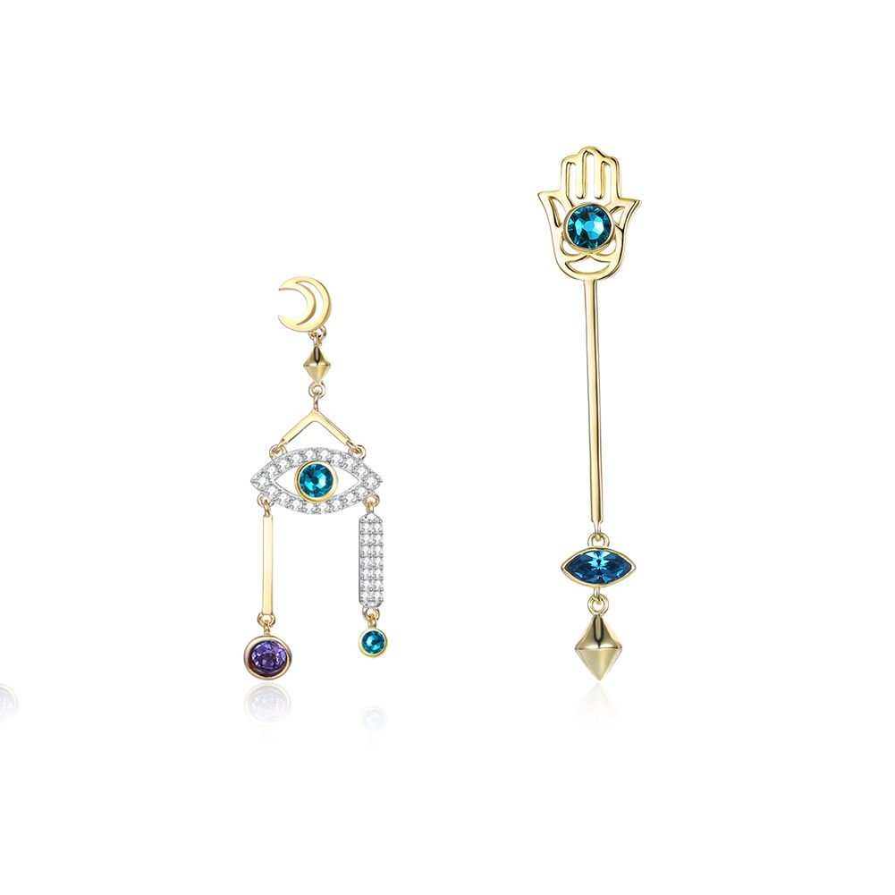 Crystal  Explosive Trend Devil's Eye Lucky Hand Earrings