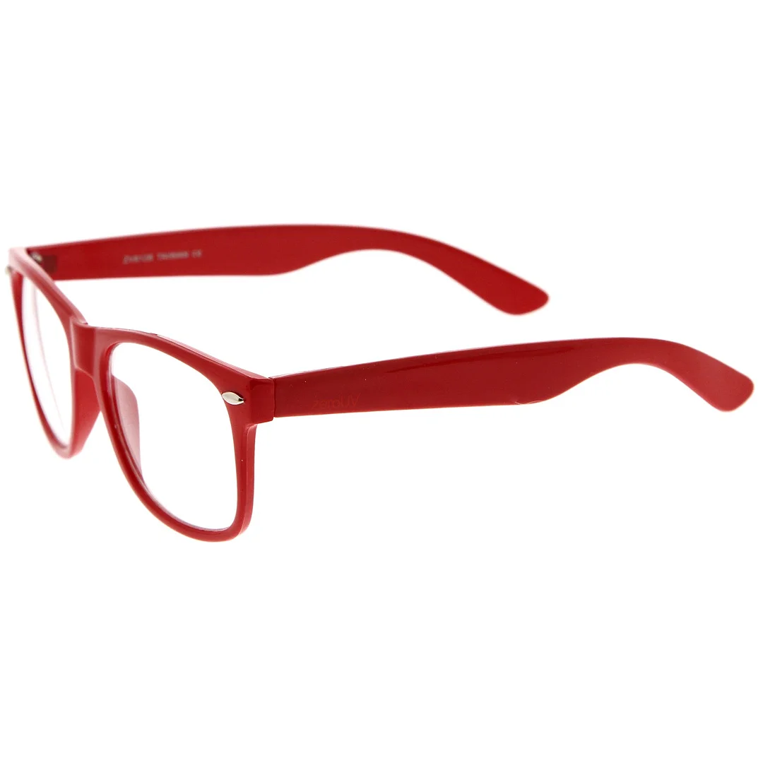 Retro Wide Temple Clear Lens Horn Rimmed Eyeglasses 54mm