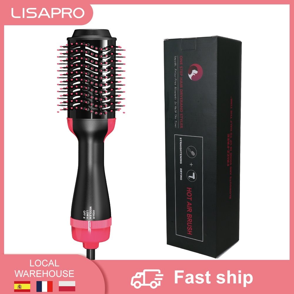 LISAPRO One Step Hot Air Brush Household Hair Dryer Brush & Volumizer Hair Curler Straightener Salon Hair Styling Tools