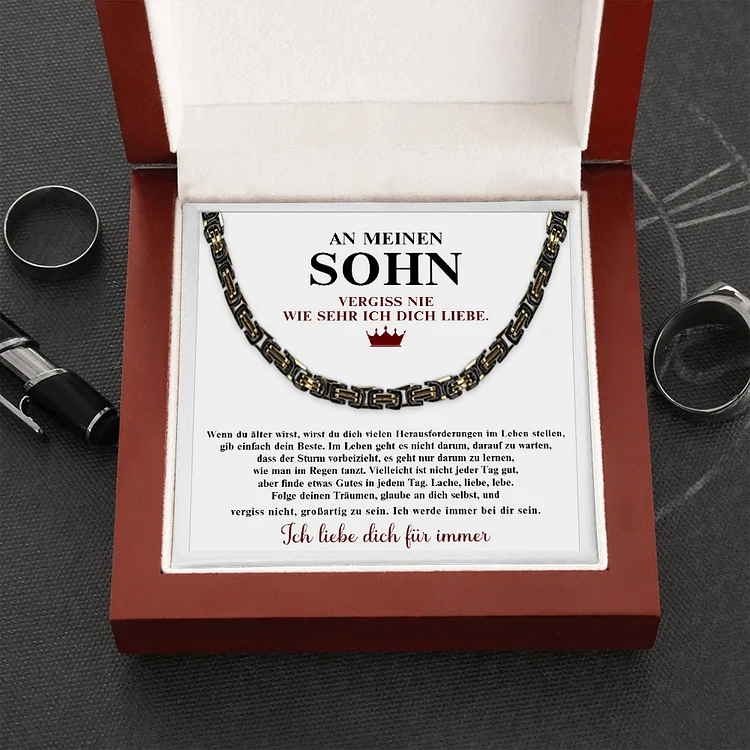 Edelstahl Halskette-An Meinen Sohn Ich werde immer bei dir sein-Geschenk mit Nachrichtenkarte