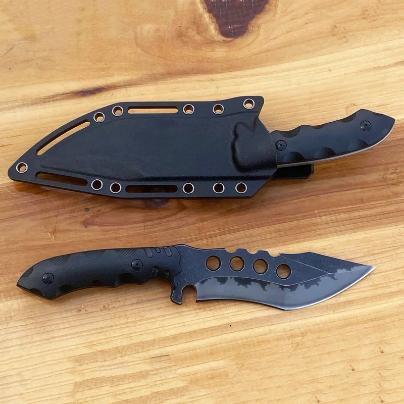 G10 Integrated keel high-hardness straight knife tactical outdoor survival self-defense camping use