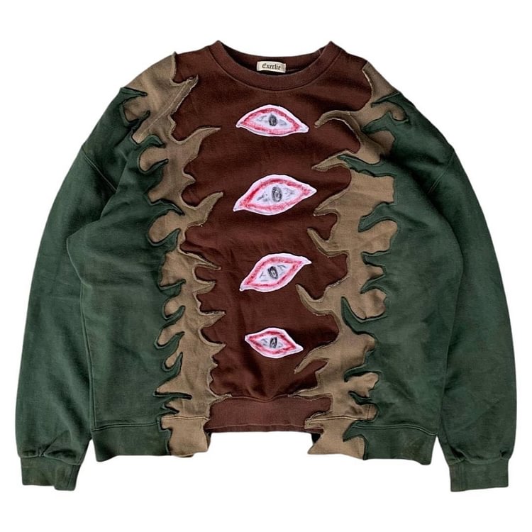 Contrasting Eyes Print Crew Neck Sweatshirt