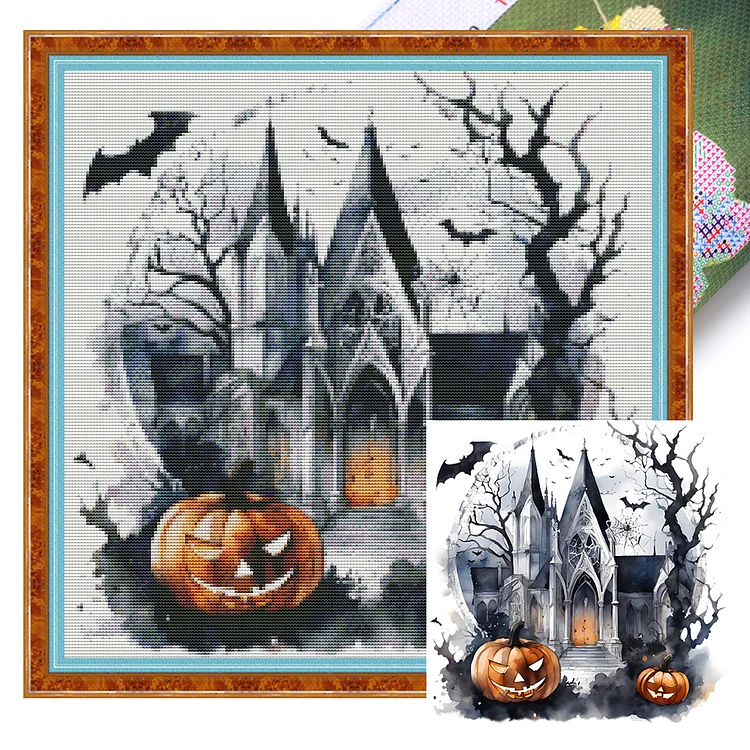 【Huacan Brand】Halloween 11CT Stamped Cross Stitch 50*50CM