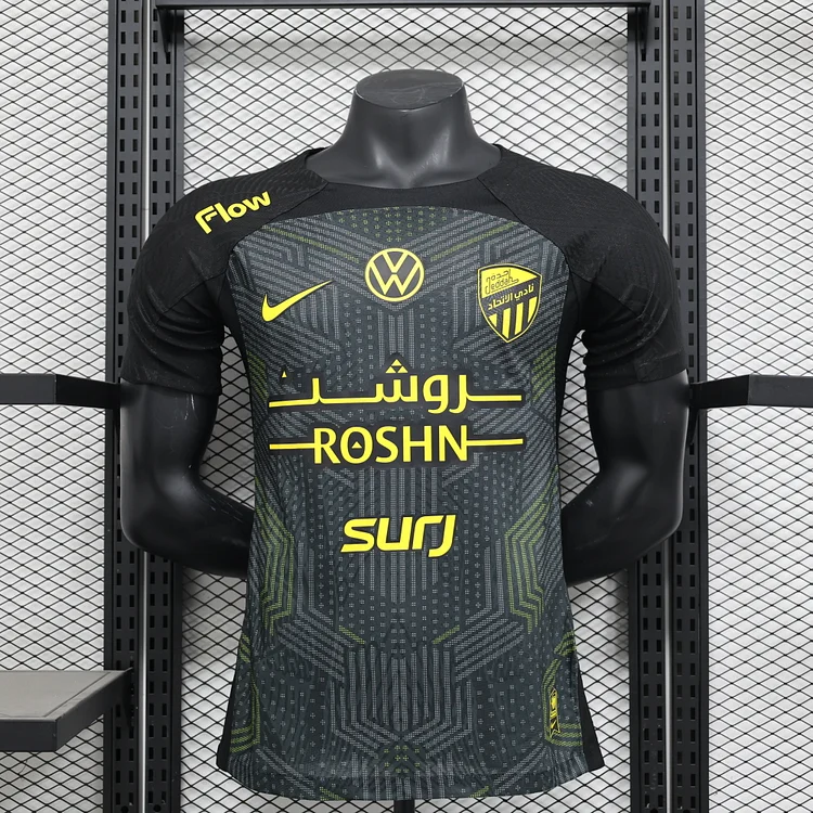 Player Version 2025-2026  Al-Ittihad Club Third Black Football Shirt (Advertising Version)