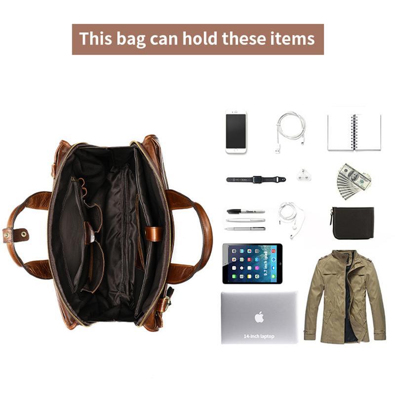 Mens Large Capacity Simple Style Vintage Business Briefcase Handbag