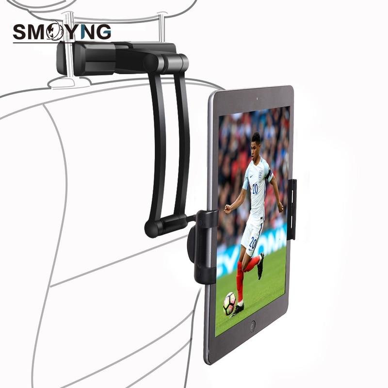 SMOYNG Aluminum Back Seat Headrest Tablet Phone Car Holder Stand For 5-13 Inch iPhone iPad Air Mini 2 3 4 Pro 12.9 Support Mount