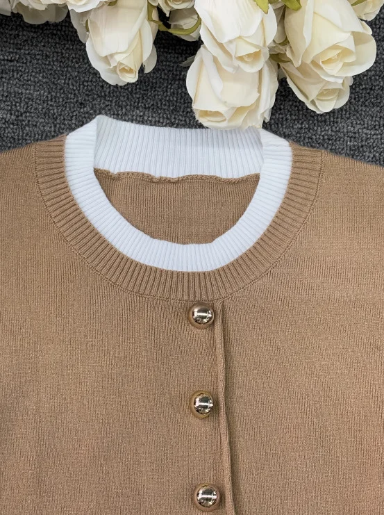 Nigikala Nigikala And Elegant Casual Knitted Jersey Fake Two Fashion Design Tops