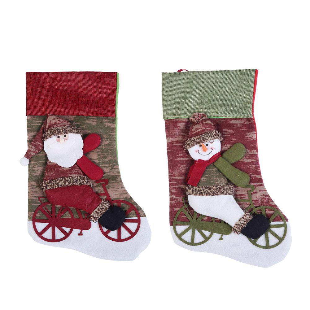 

Non-Woven Fabric Christmas Pattern Gift Bag Socks Home Decoration Ornament, Wheel snowman, 501 Original