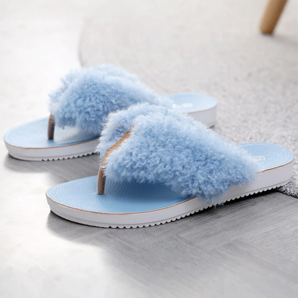 Qengg Women Home Slippers Comfort Fashion Furry Slides Fur Flip Flops Woman Indoor Shoes Flat Cute Solid Female House Slippers