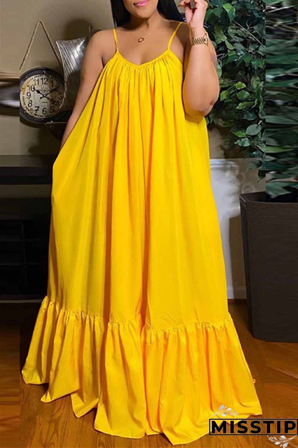 Pink Sexy Casual Solid Backless Spaghetti Strap Loose Sling Dress