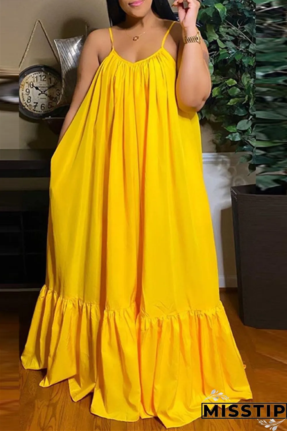 Pink Sexy Casual Solid Backless Spaghetti Strap Loose Sling Dress