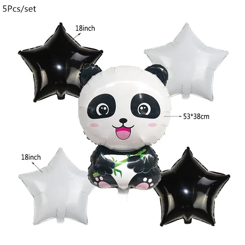 Cartoon Panda Theme Birthday Party Decorations Disposable Tableware Sets Plate Napkin Panda Party Balloon Baby Shower Favors