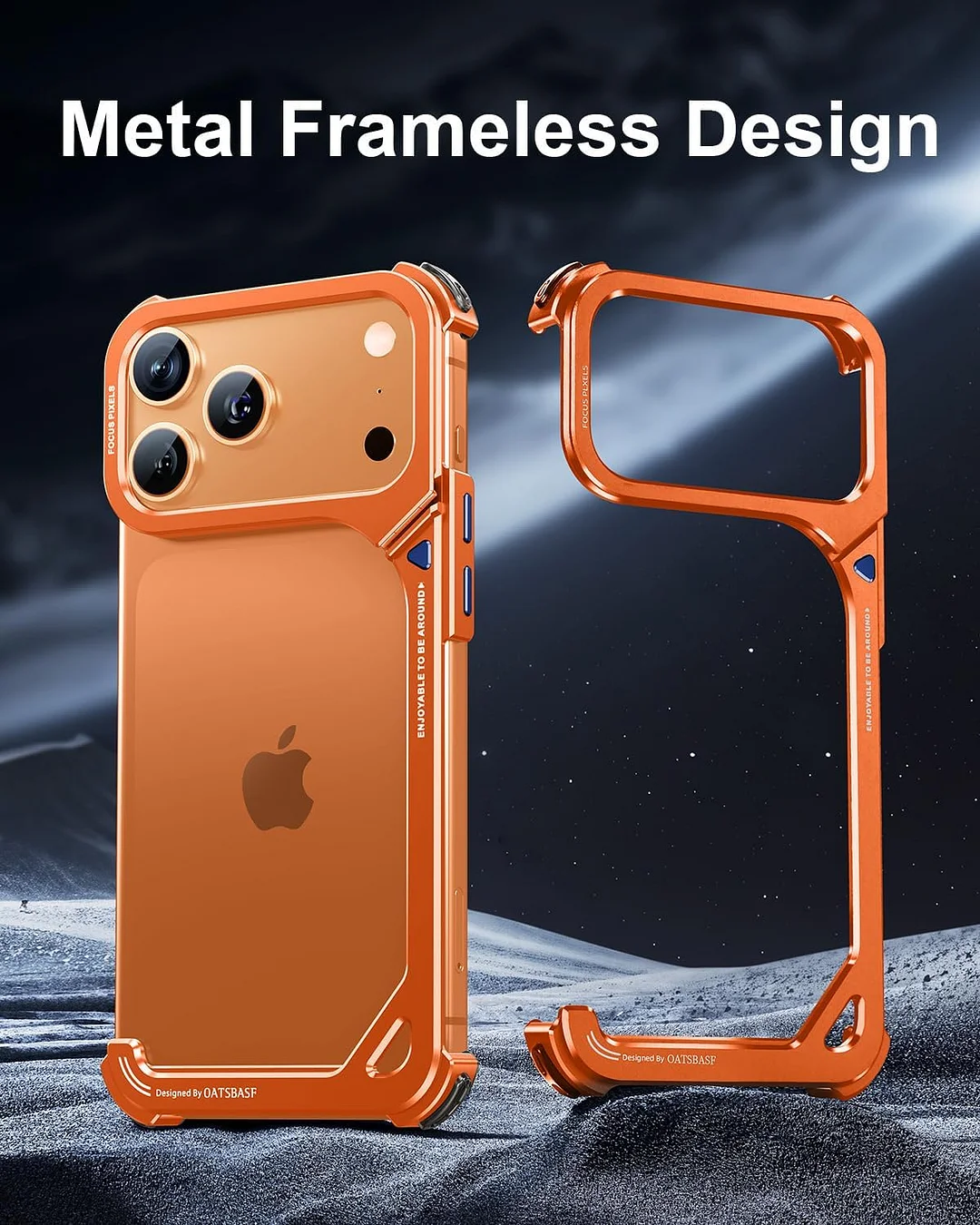 Compatible with iPhone 17 Pro Max metal protective case, aluminum frame, slim backless design, MagSafe compatible, shockproof protection, minimalist frameless phone case, natural titanium