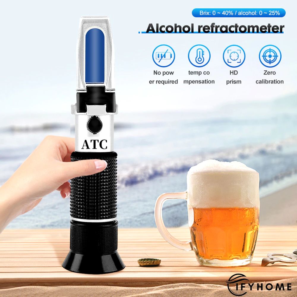 Handheld Alcohol Sugar Refractometer Digital Tester Wine Concentration Meter Densitometer 0-25% Alcohol Beer 0-40% Brix Grapes | IFYHOME