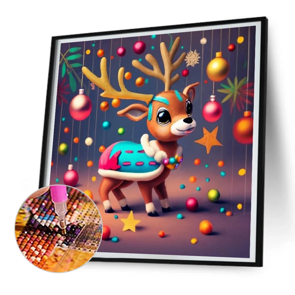 Diamond Painting - Full Round Drill - Xmas Reindeer(Canvas|30*30cm)