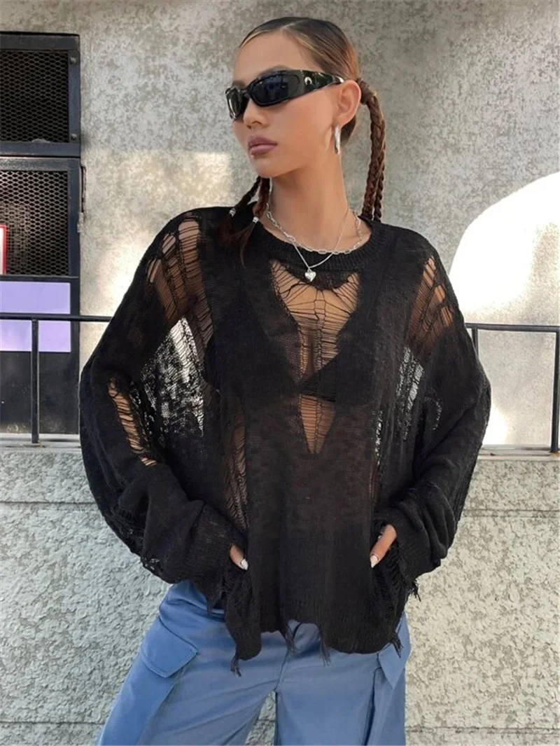 Athvotar Athvotar And Summer New Loose Hooks Hole Hollow Design Beggar Sweater