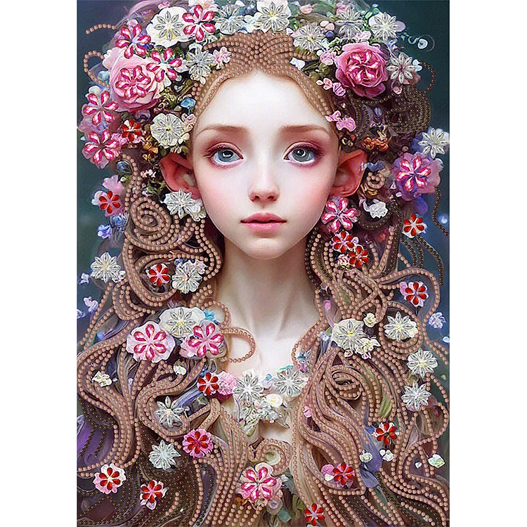 Flower Girl 30*40CM(Canvas) Special Shaped Drill Diamond Painting gbfke