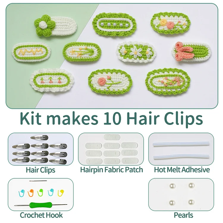 Christmas Style Hair Clip Crochet Kit 10 Pcs Set Ventyled