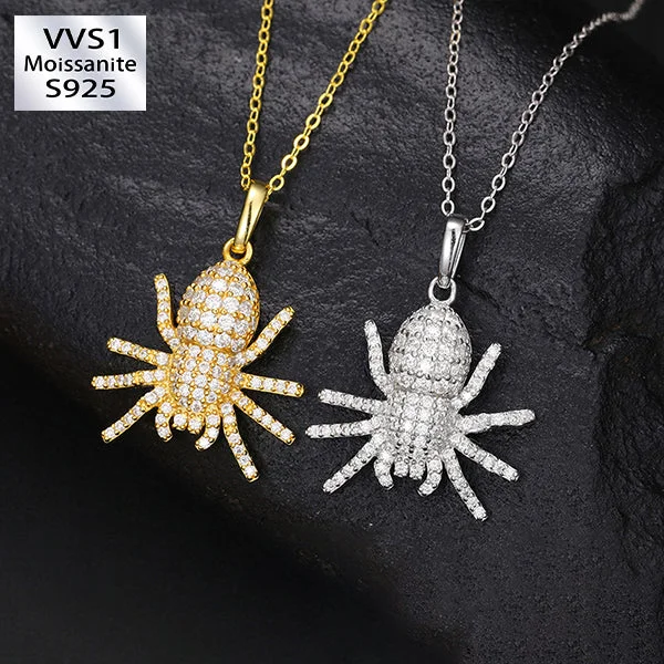 S925 Moissanite Spider Pendant Necklace