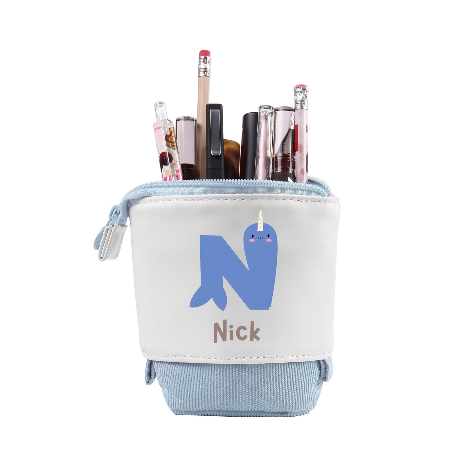 Personalised Pencil Case Custom Name & Letter Animals Pen Pouch Back To School Gift for Kids