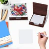Wooden DIY Flower Heart Diamond Painting Kit Note Box with 160 Papers for Office