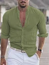 Men's Shirt Linen Shirt Solid Color Plain Collar Maroon Black White Pink Army Green Street Daily Long Sleeve Clothing Apparel Fashion Lightweight Casual Comfortable