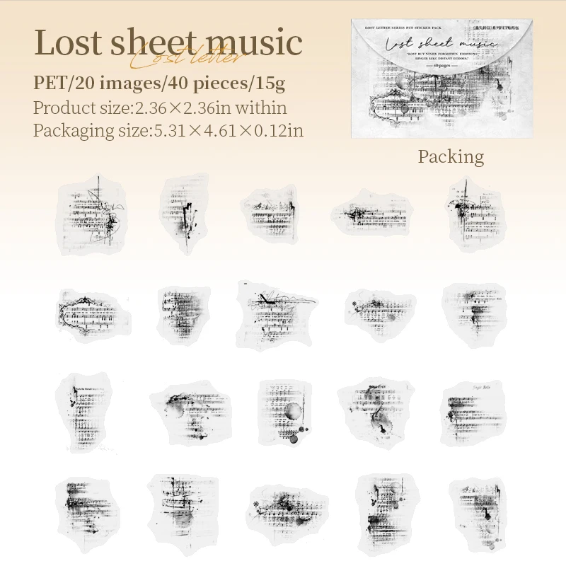 PET Sticker - Lost Letter Series Vintage English Text Number Landscaping 