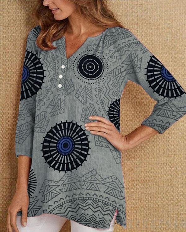 Fashion Print Casual Long Sleeve Top