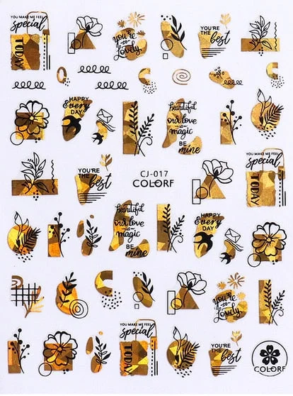 1PC Fall Leaf Flowers Line 3D Nail Sticker Mape Leaves Waves Pattern Decals Slider DIY Nail Art Decoration Wraps For Manicures-Nail Inspo