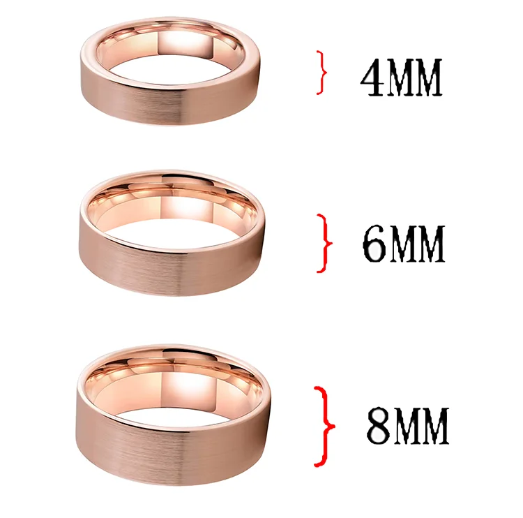 Pisces Tungsten Carbide Rings Rose Gold Flat Wedding Bands Comfort Fit Mens and Womens 4MM 6MM 8MM