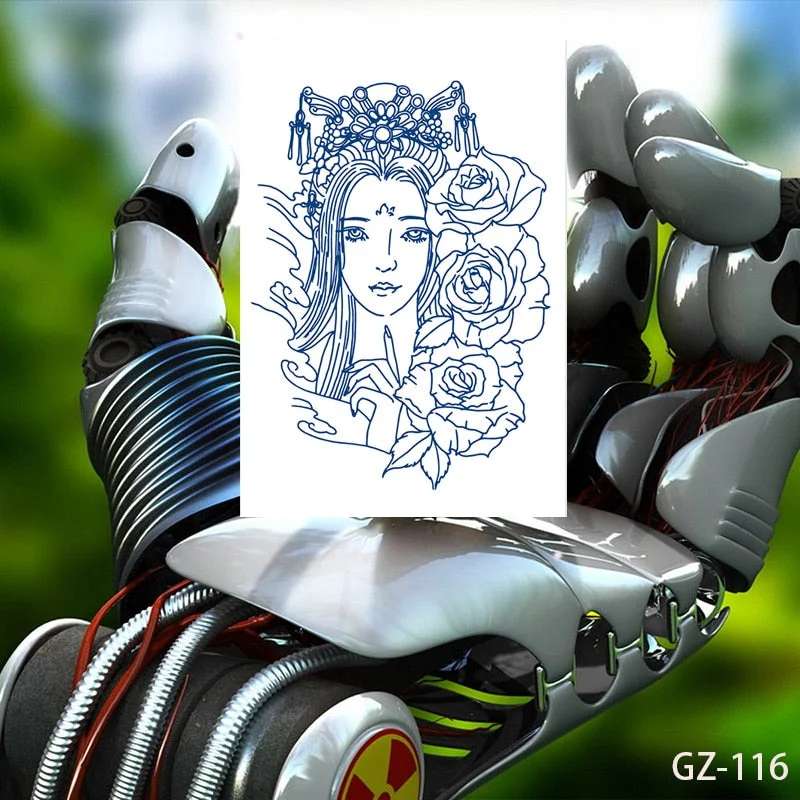 Temporary Waterproof Tattoos Stickers Sexy Mythical Dragon Girl Fox Mask Juice Ink Lasting Arm Back Body Buttocks Fake Tatoo DIY