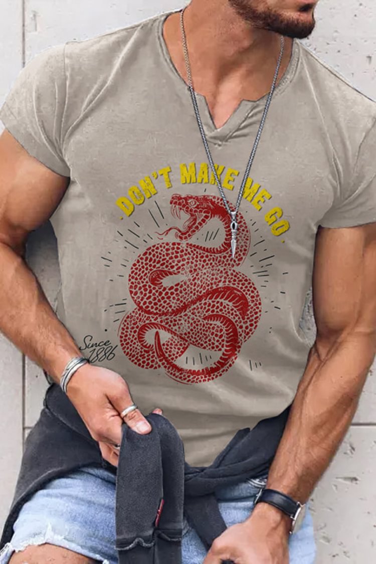 Tiboyz V-Neck Don'T Make Me Go Print Short Sleeve T-Shirt