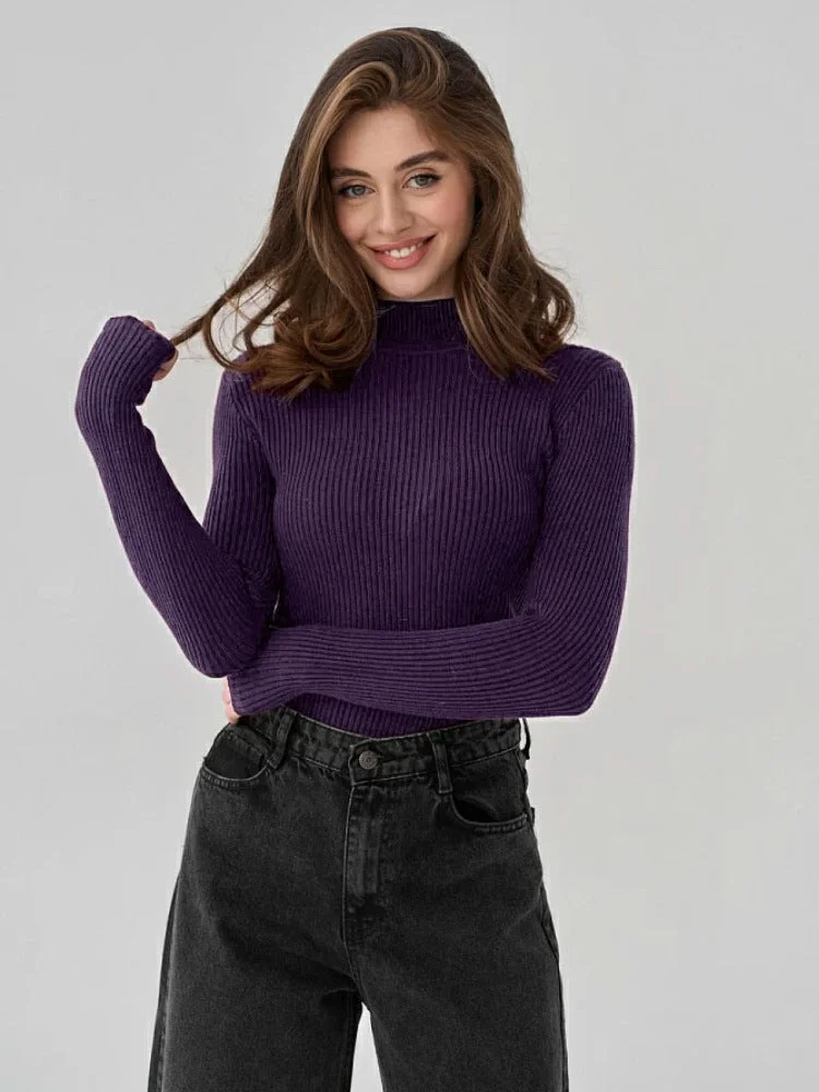 Uveng Color Half Collar Slim Knit Bottoming Sweaters