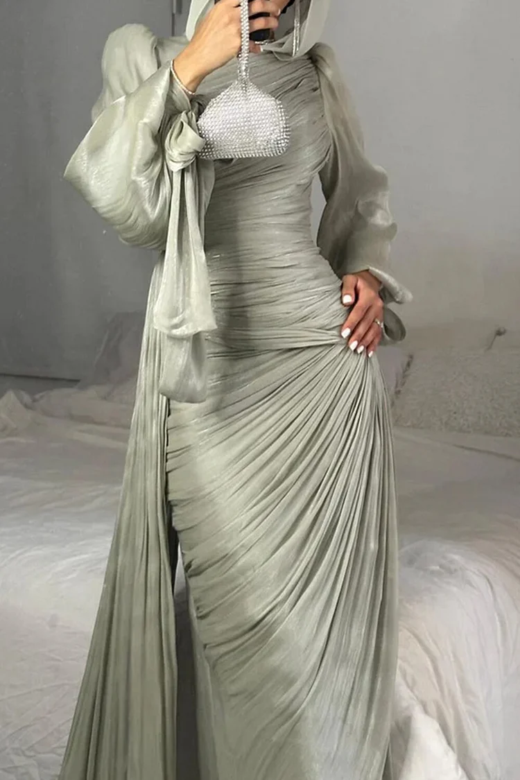 white christmas dresses Leo Lin - Lilith Tie Neck Maxi Dress