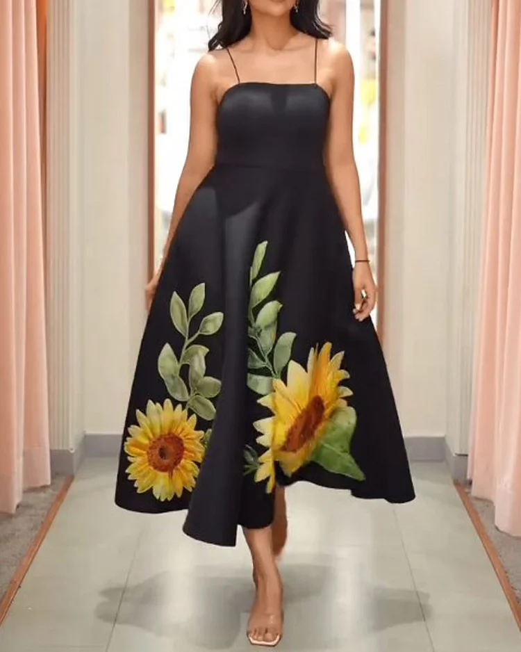 Sleeveless floral print dress