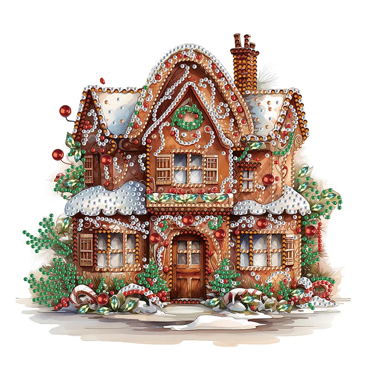 Partial Special-Shaped Diamond Painting - Christmas Cookie House 30*30CM