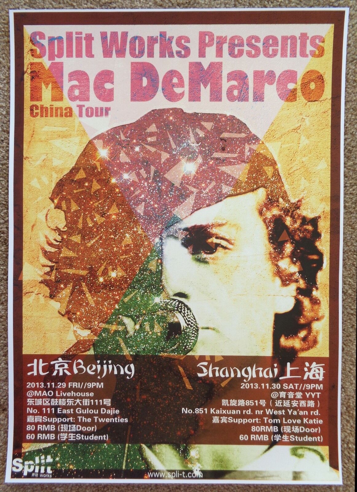 MAC DEMARCO 2013 Gig POSTER China Concert Beijing & Shanghai